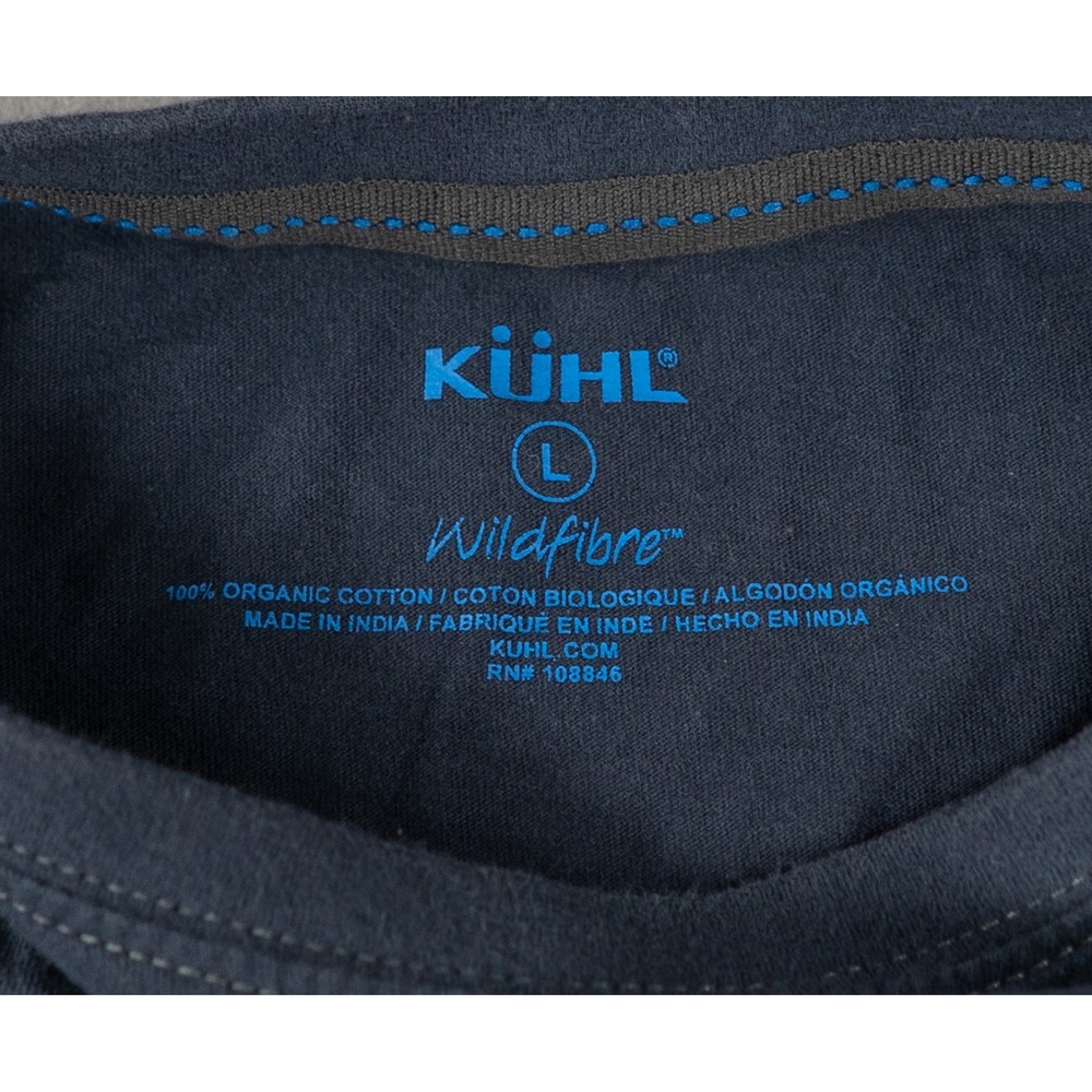 KUHL Mens Shirt Wildfibre Long Sleeve Organic Cotton Navy Blue Size L Hiking image 3